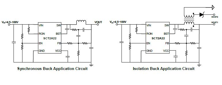 4.5V-100V Vin, 1A, 恒导通时间同步降压转换器